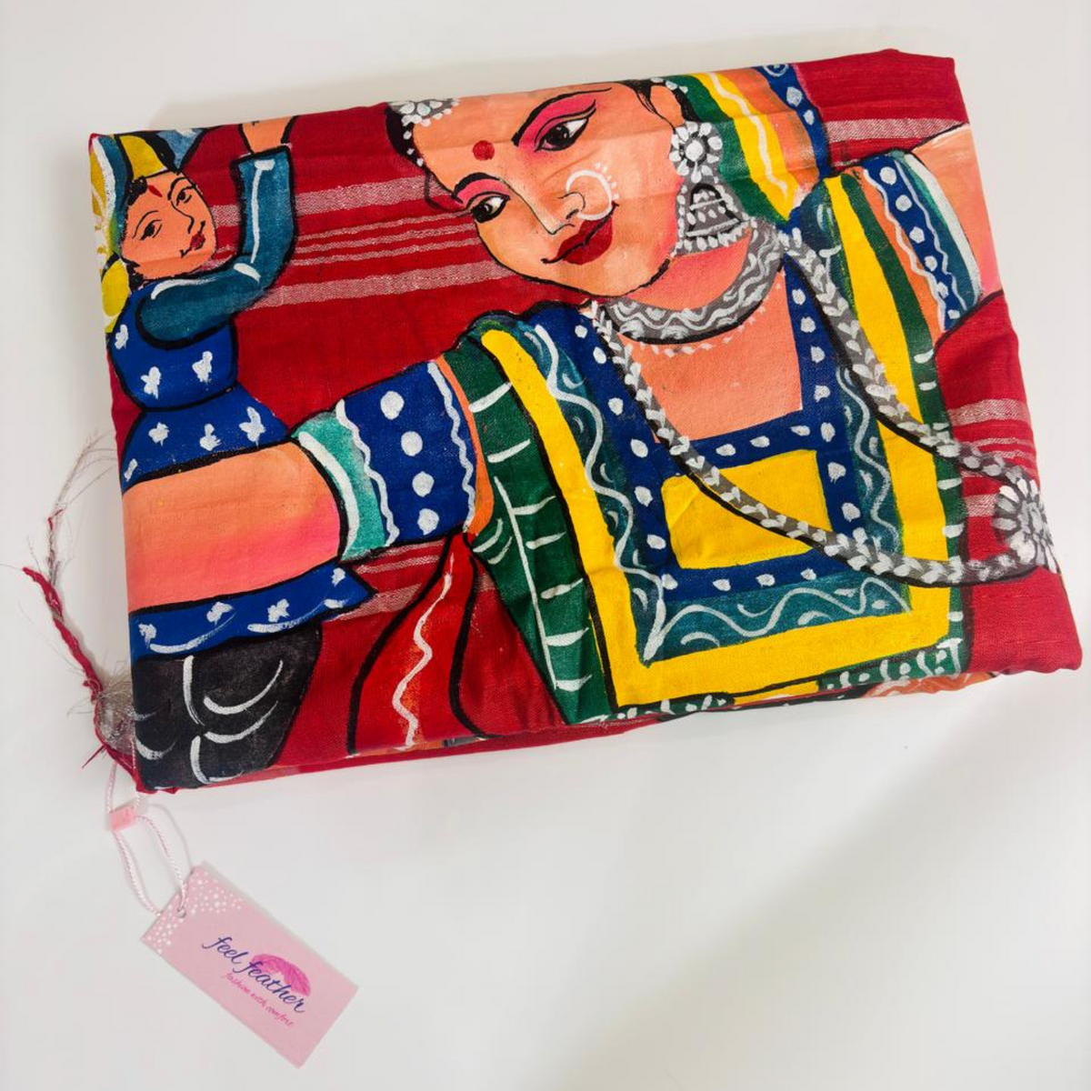 Hand-Painting Saree (Red)  Only Made to Order