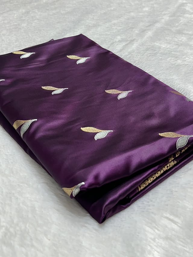 Purple Pure Mashru Silk Saree with Sona Rupa Zari Weaving