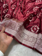 Maroon Bridal Mashru Silk Saree With Zari Weaving