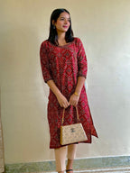Ajrakh Hand-Block Print Kurta (Red)