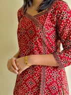 Ajrakh Hand-Block Print Kurta (Red)