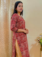 Ajrakh Hand-Block Print Kurta (Beige)