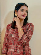 Ajrakh Hand-Block Print Kurta (Beige)