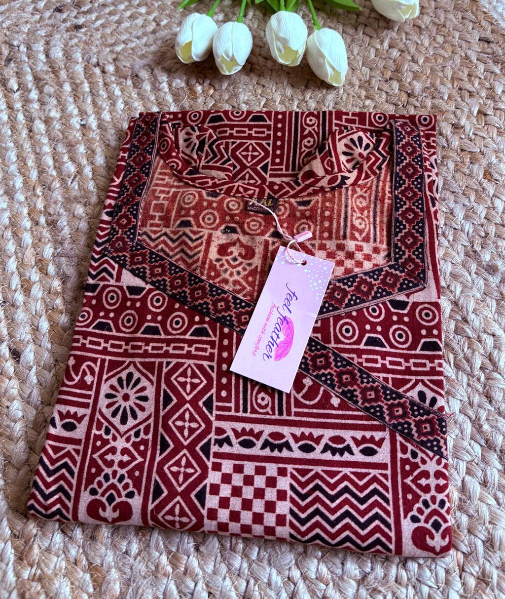 Ajrakh Hand-Block Print Kurta (Beige)