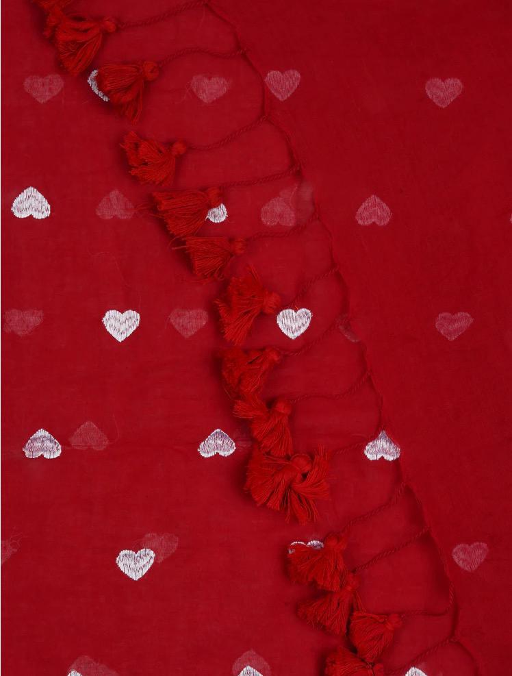 Pure 120 Count Mul Cotton Saree (Red)