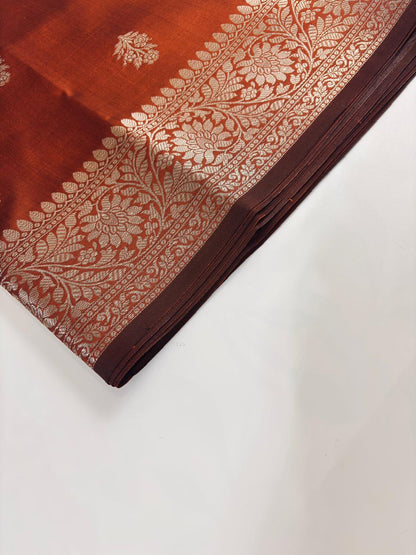 Premium Katan Silk Saree (Rust)