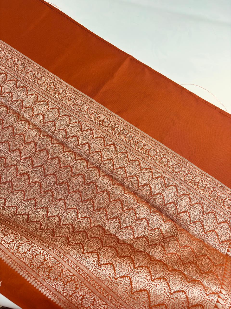 Premium Katan Silk Saree (Rust)