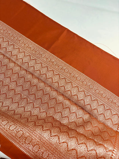 Premium Katan Silk Saree (Rust)