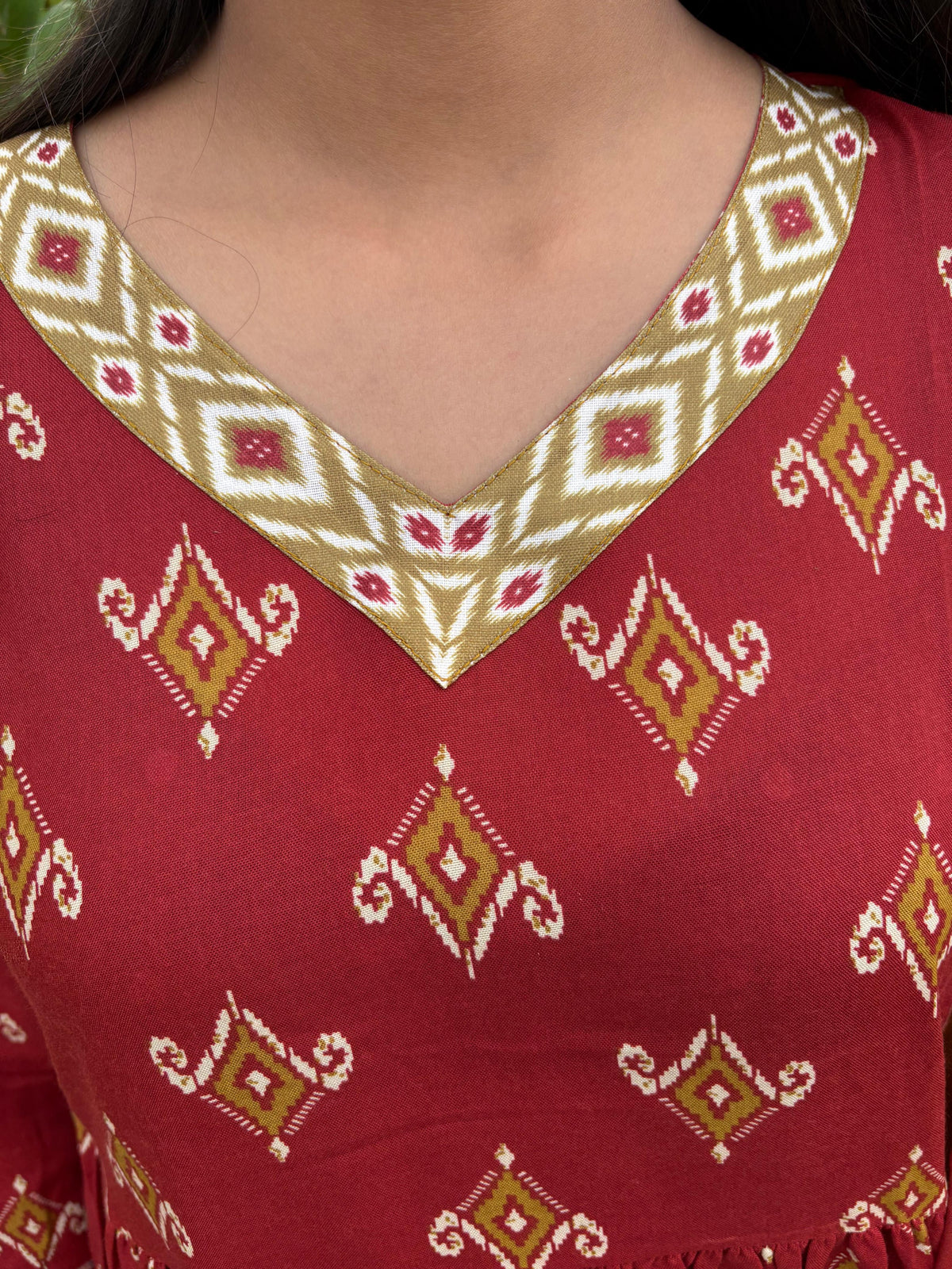 Red Kurta pant set with dupatta