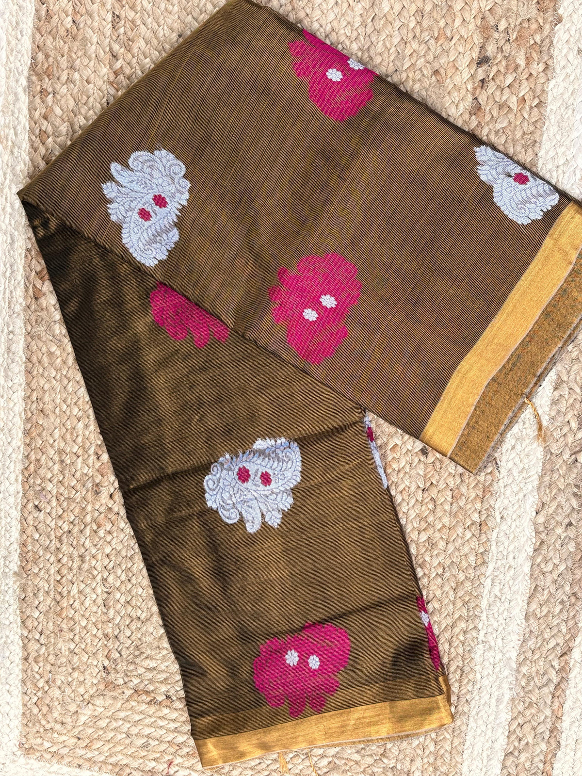 Tissue Linen Saree (Coffee Brown)