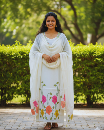 White Unstitched Suit (Floral)