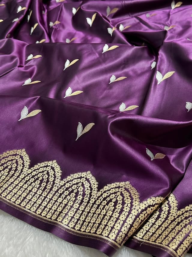 Purple Pure Mashru Silk Saree with Sona Rupa Zari Weaving