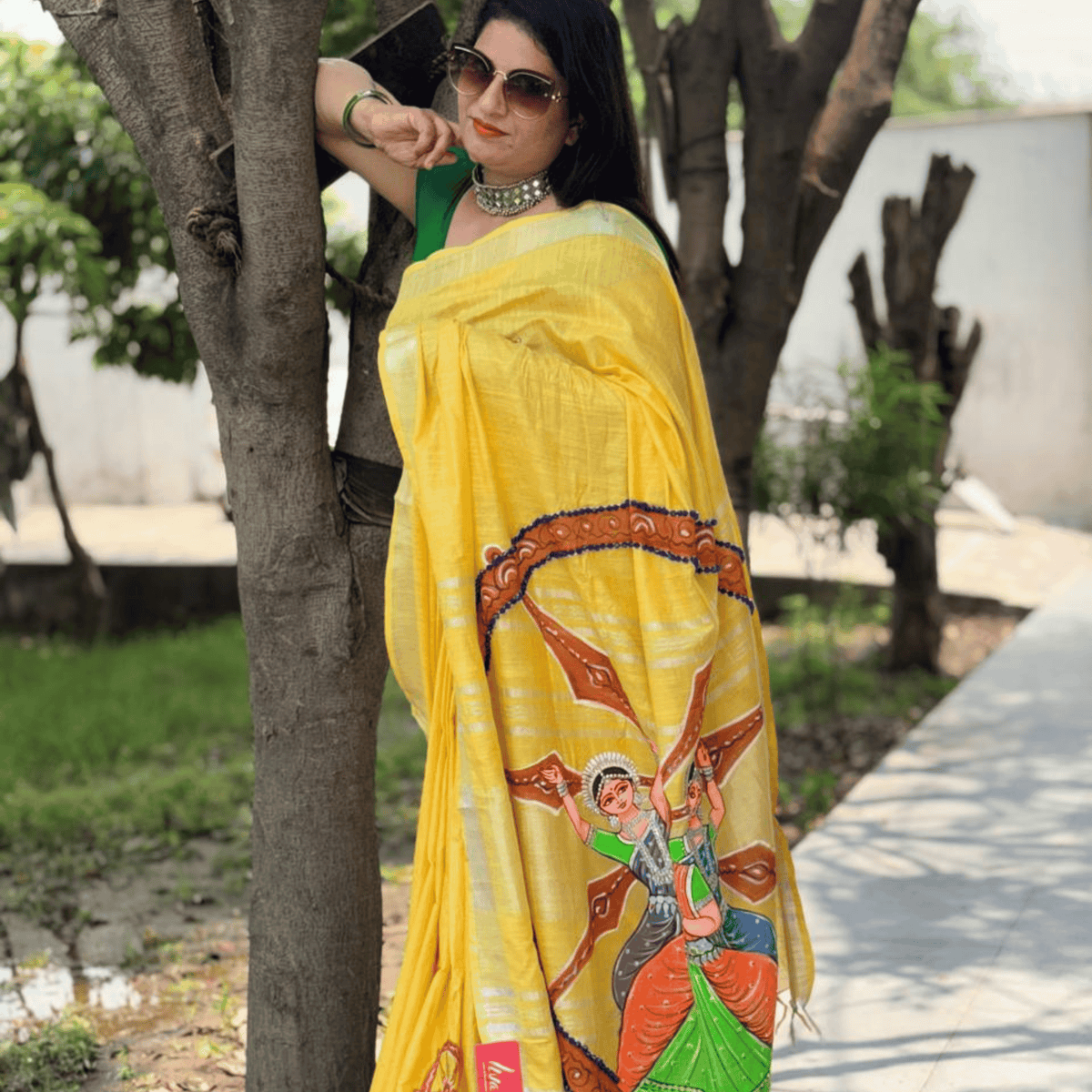 Yellow Hand Painting Saree