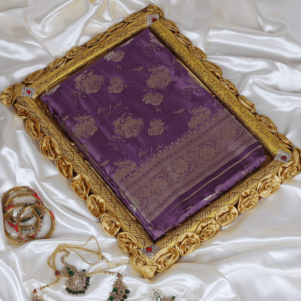 Mashru Silk Saree with Zari Weaving (Lavender)