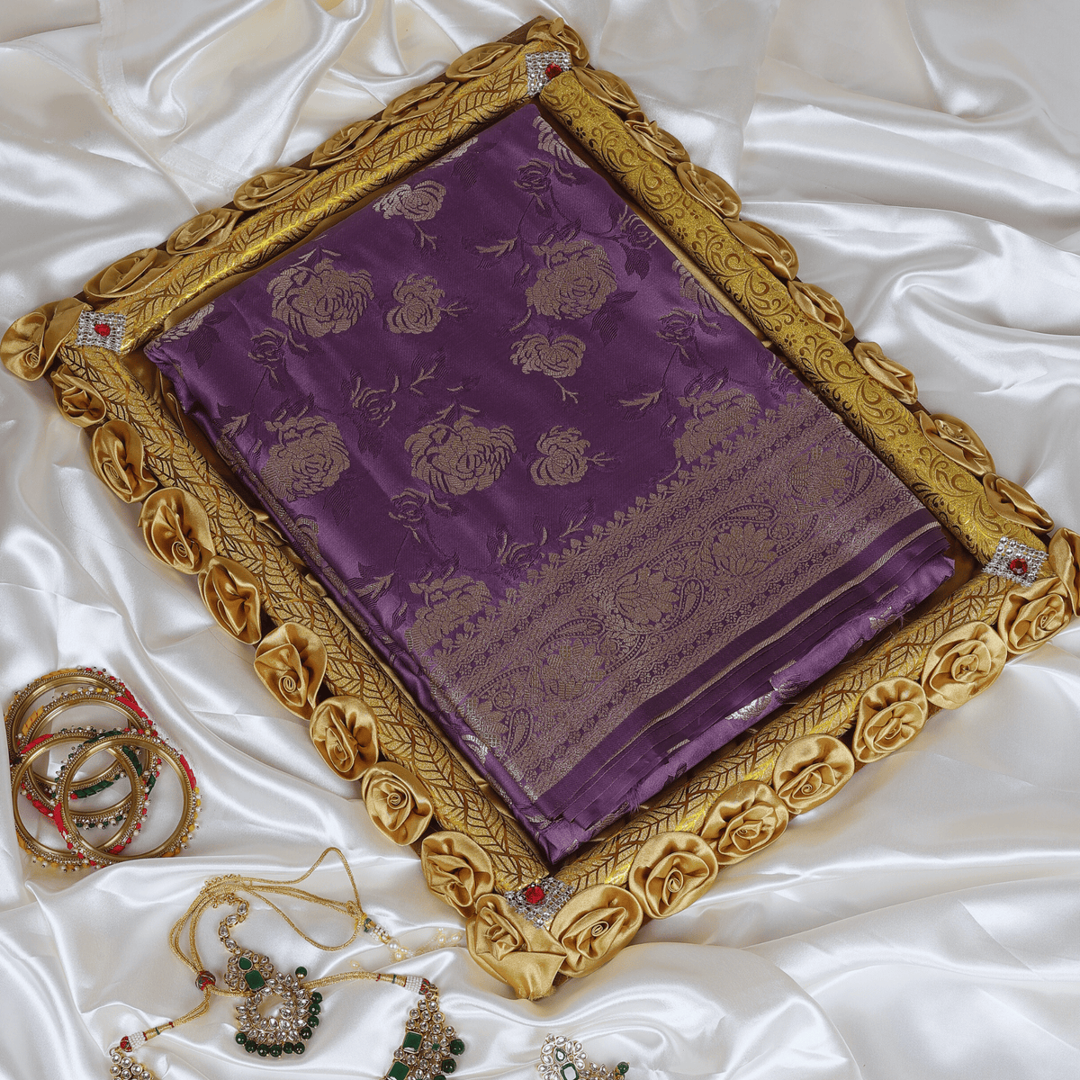 Mashru Silk Saree with Zari Weaving (Lavender)