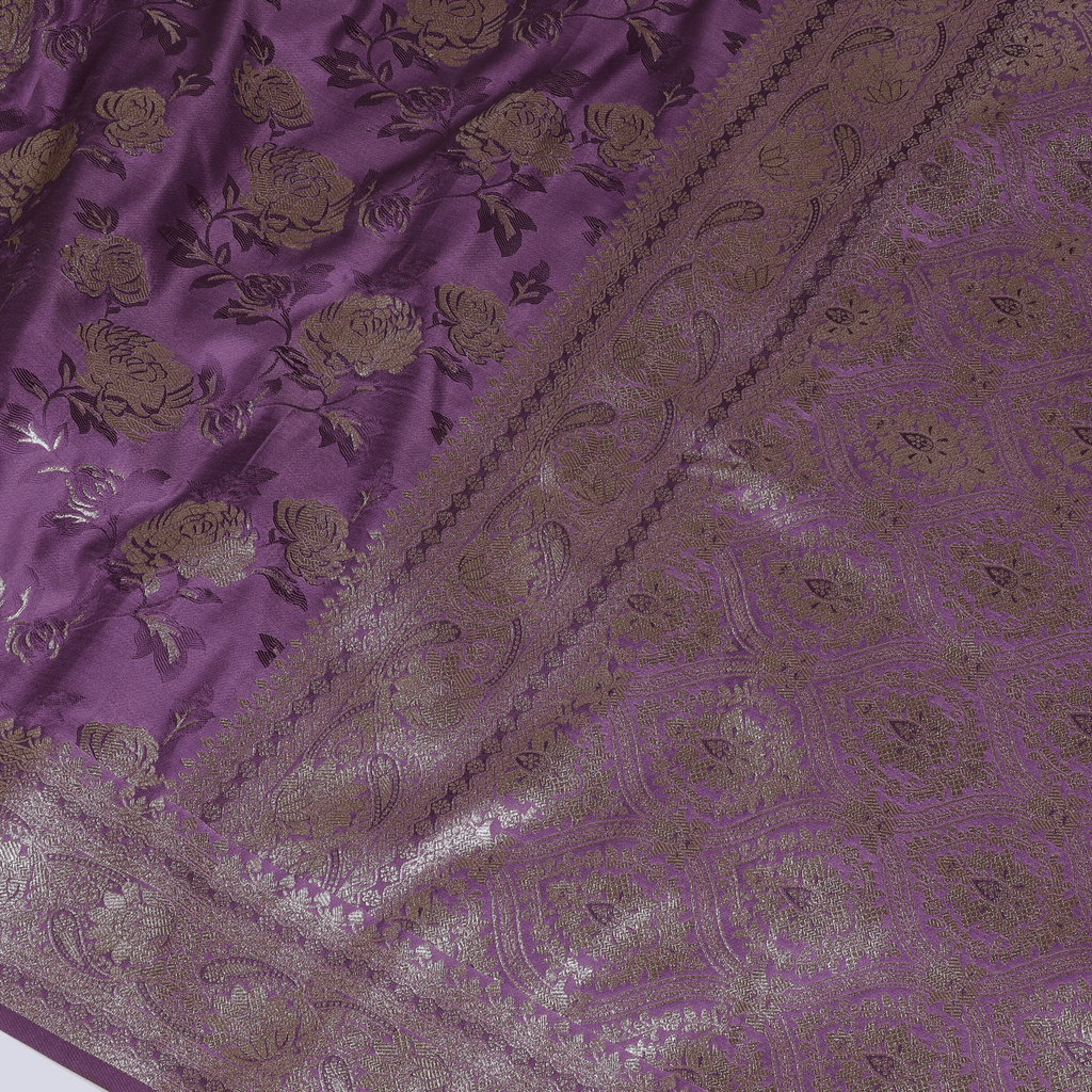 Mashru Silk Saree with Zari Weaving (Lavender)