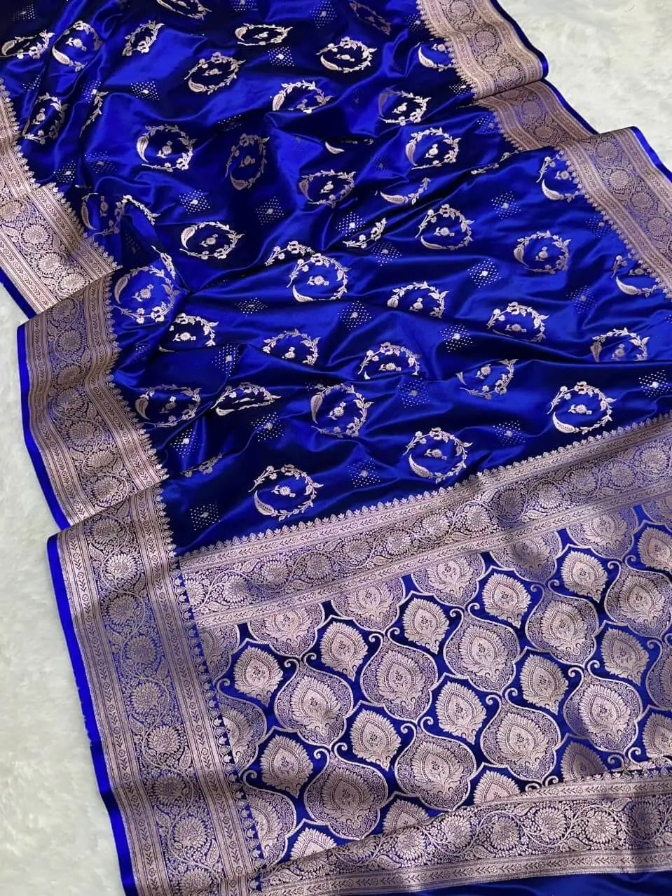 Blue Bridal Mashru Silk Saree With Zari Weaving