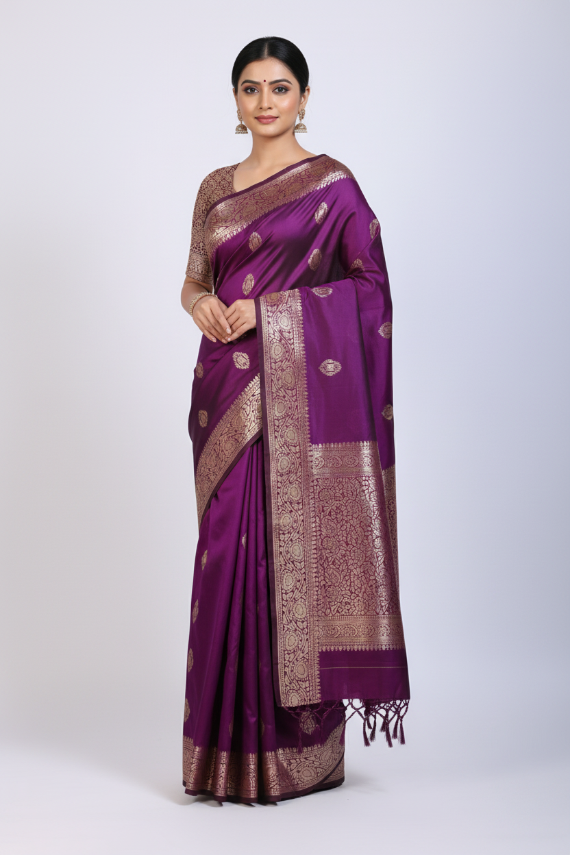 Pure Banarasi Katan Silk Saree (Purple)