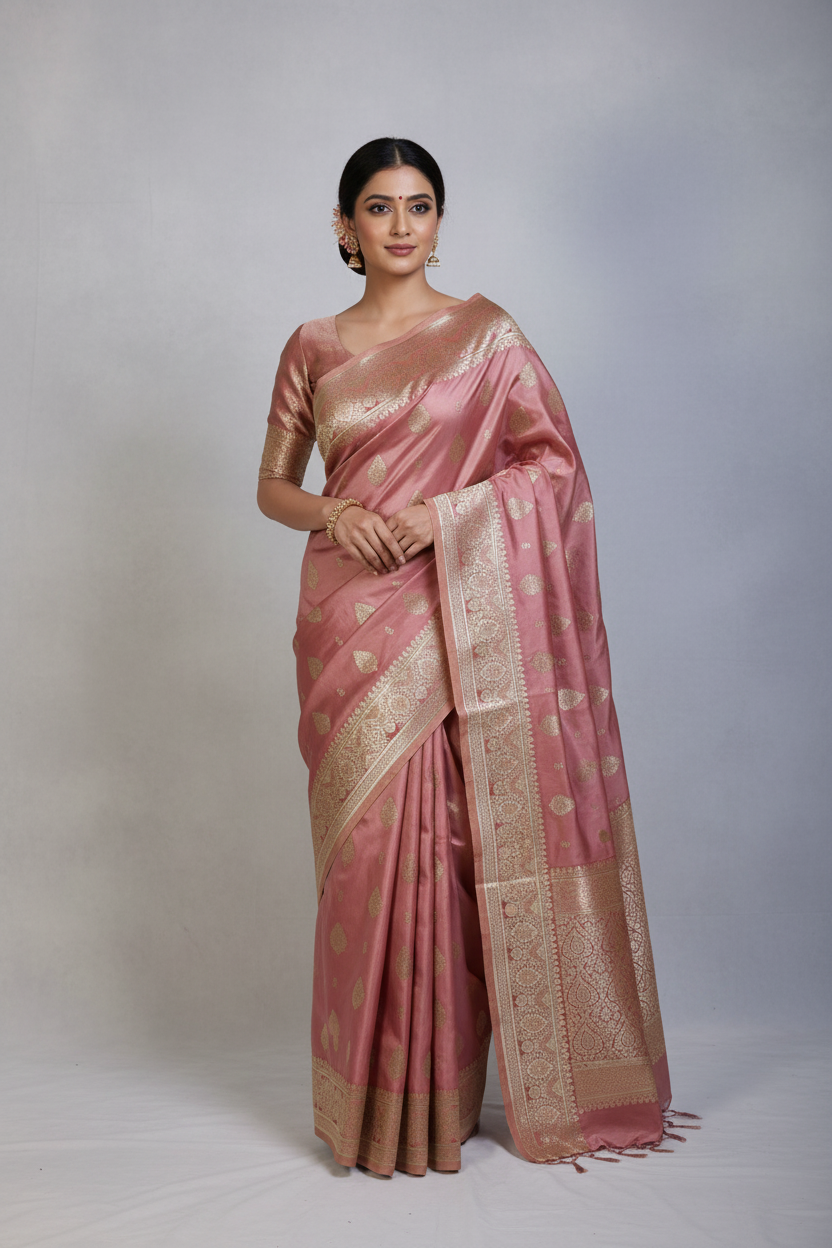 Premium Banarasi Silk Saree (Pink)
