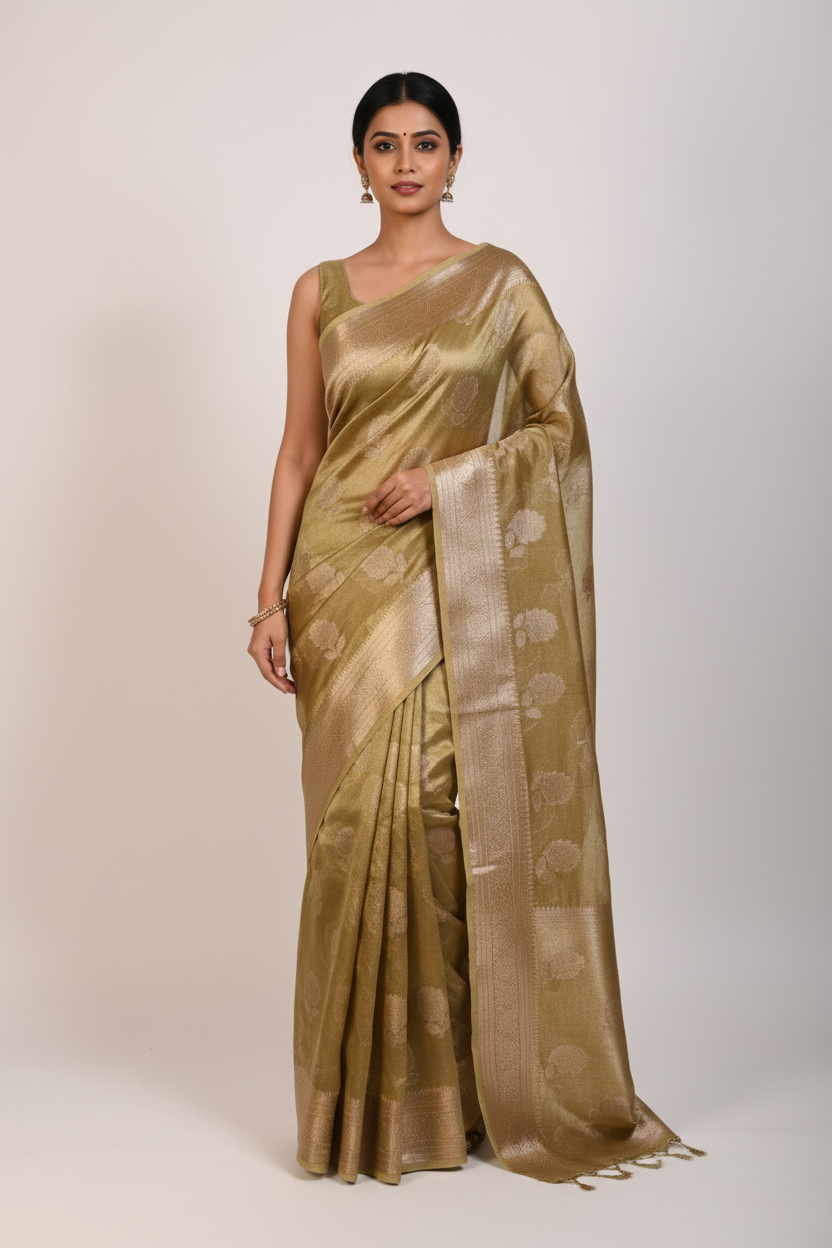 Tissue Banarasi Silk Saree (Golden)