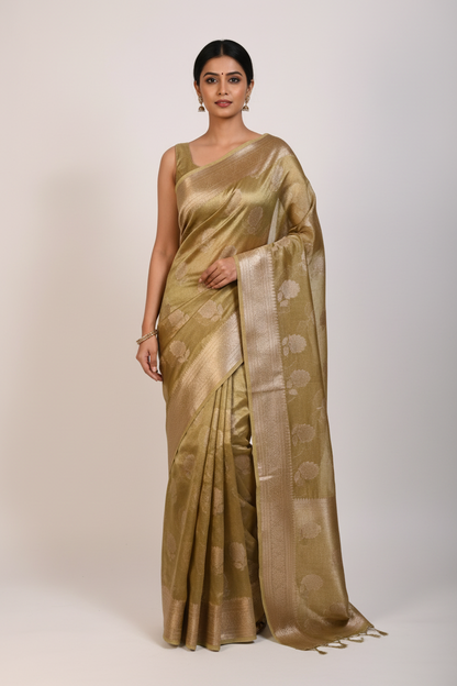 Tissue Banarasi Silk Saree (Golden)