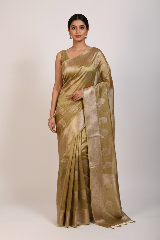 Tissue Banarasi Silk Saree (Golden)