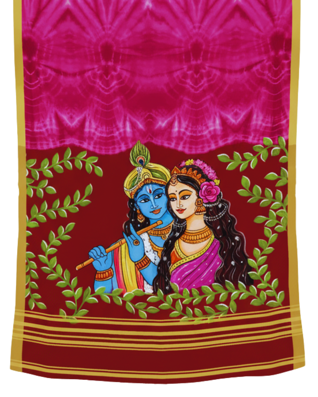 Radha Krishna Theme Hand - Painted Saree (Made to Order Only)
