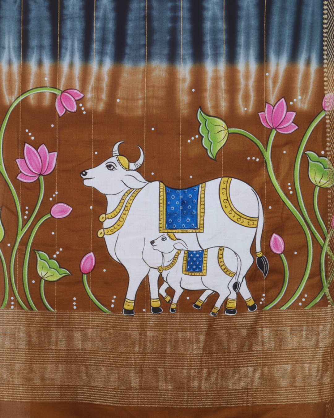 Pichwai Art Hand Painted Saree (Made to Order Only)