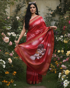 Modern Hand Painted Maheshwari Silk Saree - Feel Feather