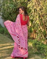 Pure 120 Count Mul Cotton Saree (Pink)