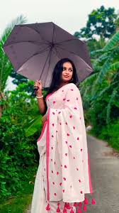 Pure 120 Count Mul Cotton Saree (White & Red)
