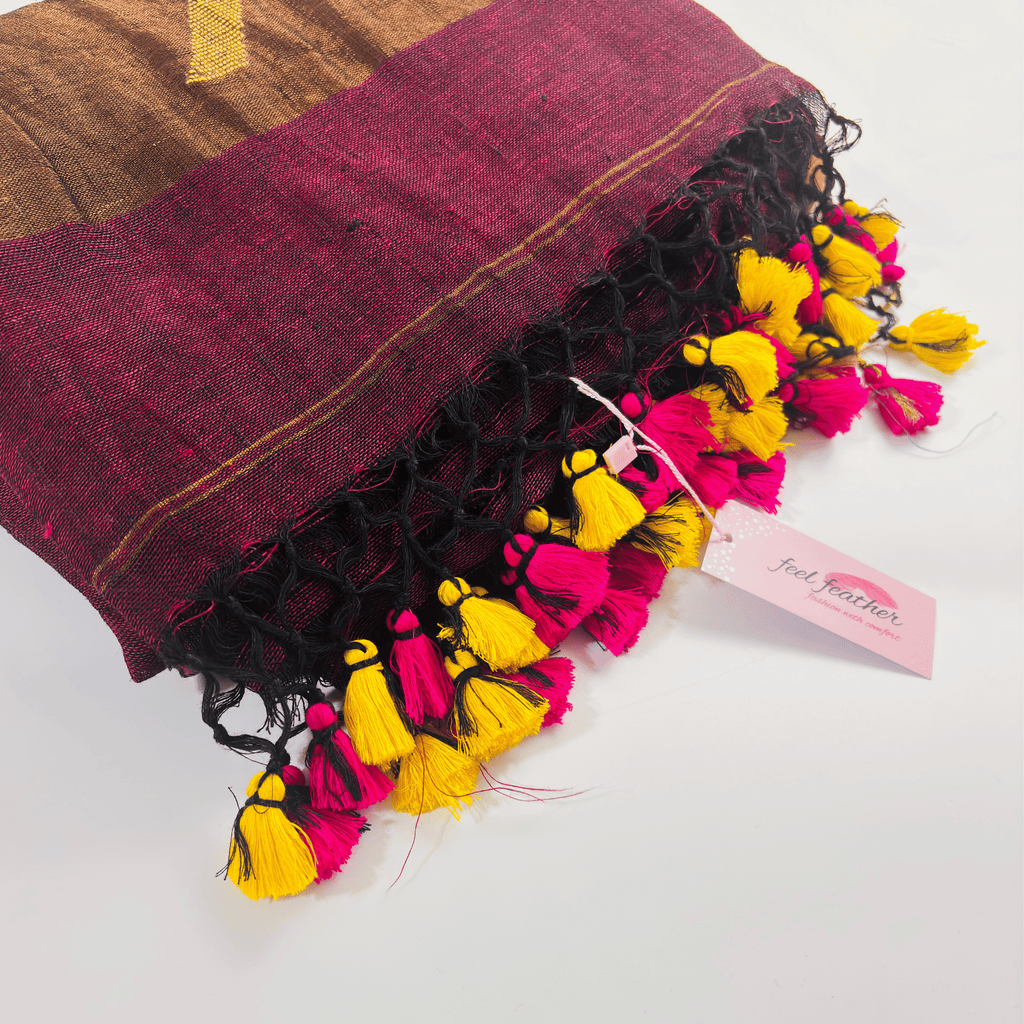 Pure Jayshree Linen Saree (Maroon)