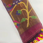 Pure Jayshree Linen Saree (Maroon)