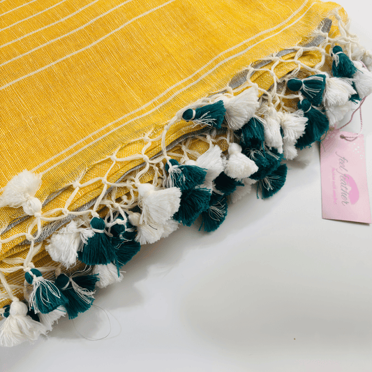 Pure Jayshree Linen Saree (Yellow)