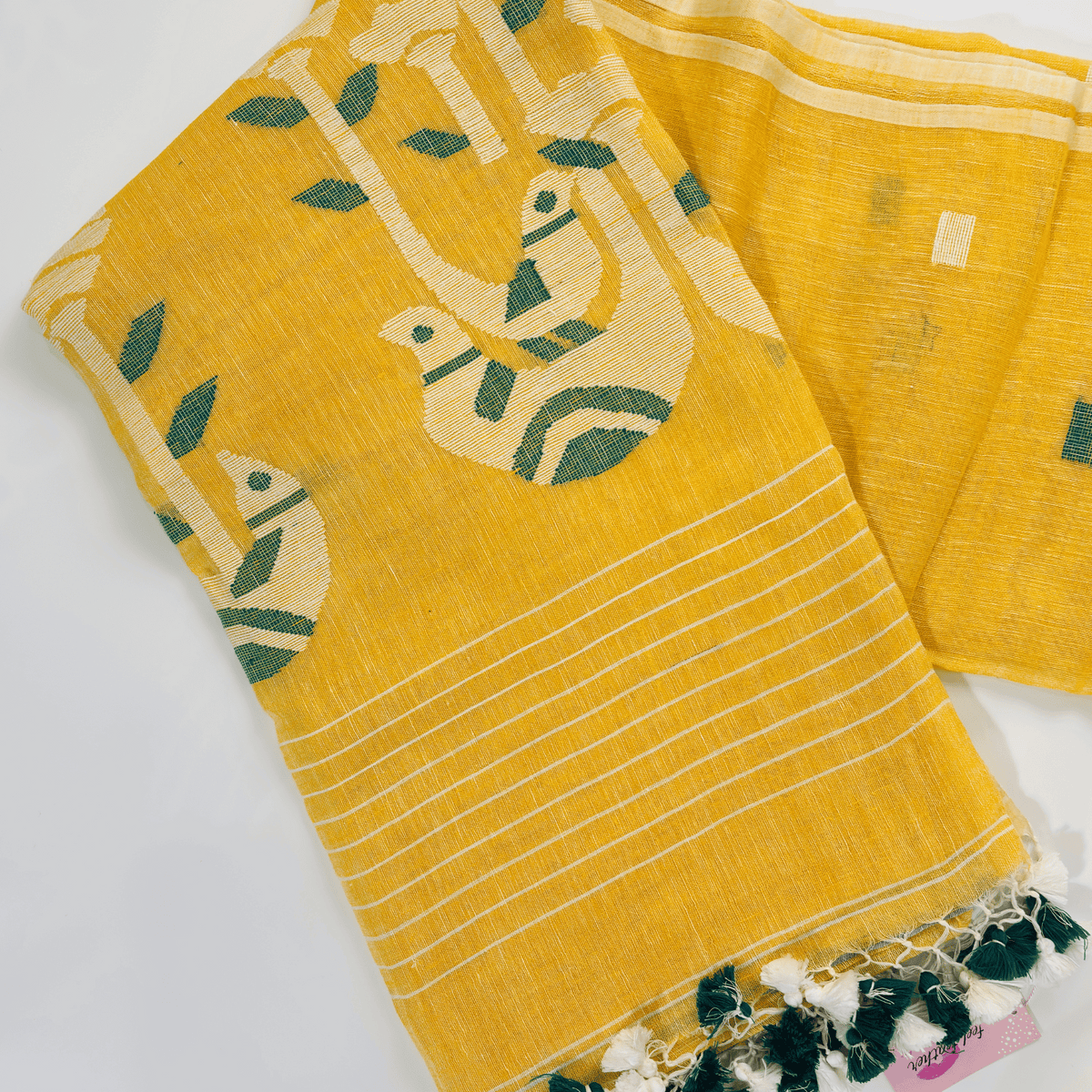 Pure Jayshree Linen Saree (Yellow)