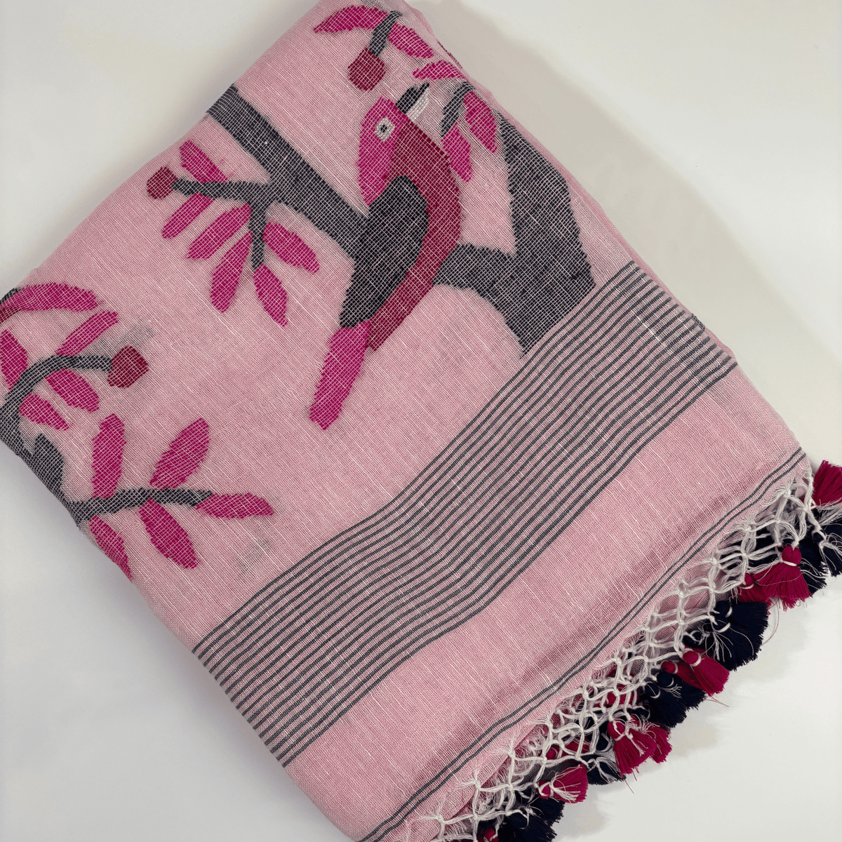 Pure Jayshree Linen Saree (Pink)