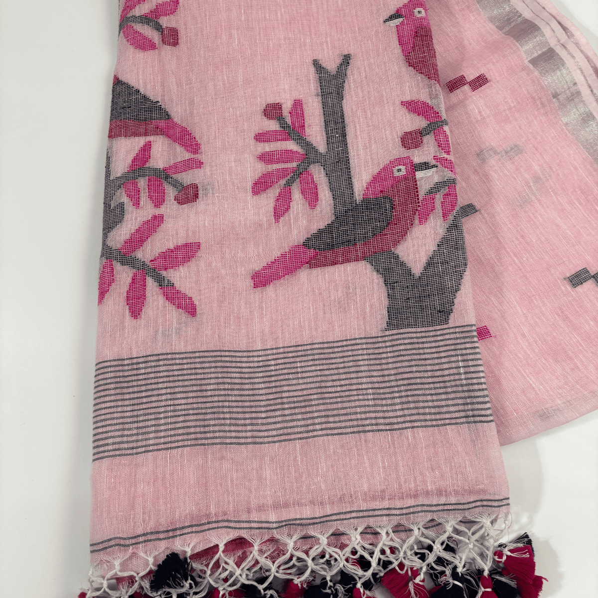 Pure Jayshree Linen Saree (Pink)