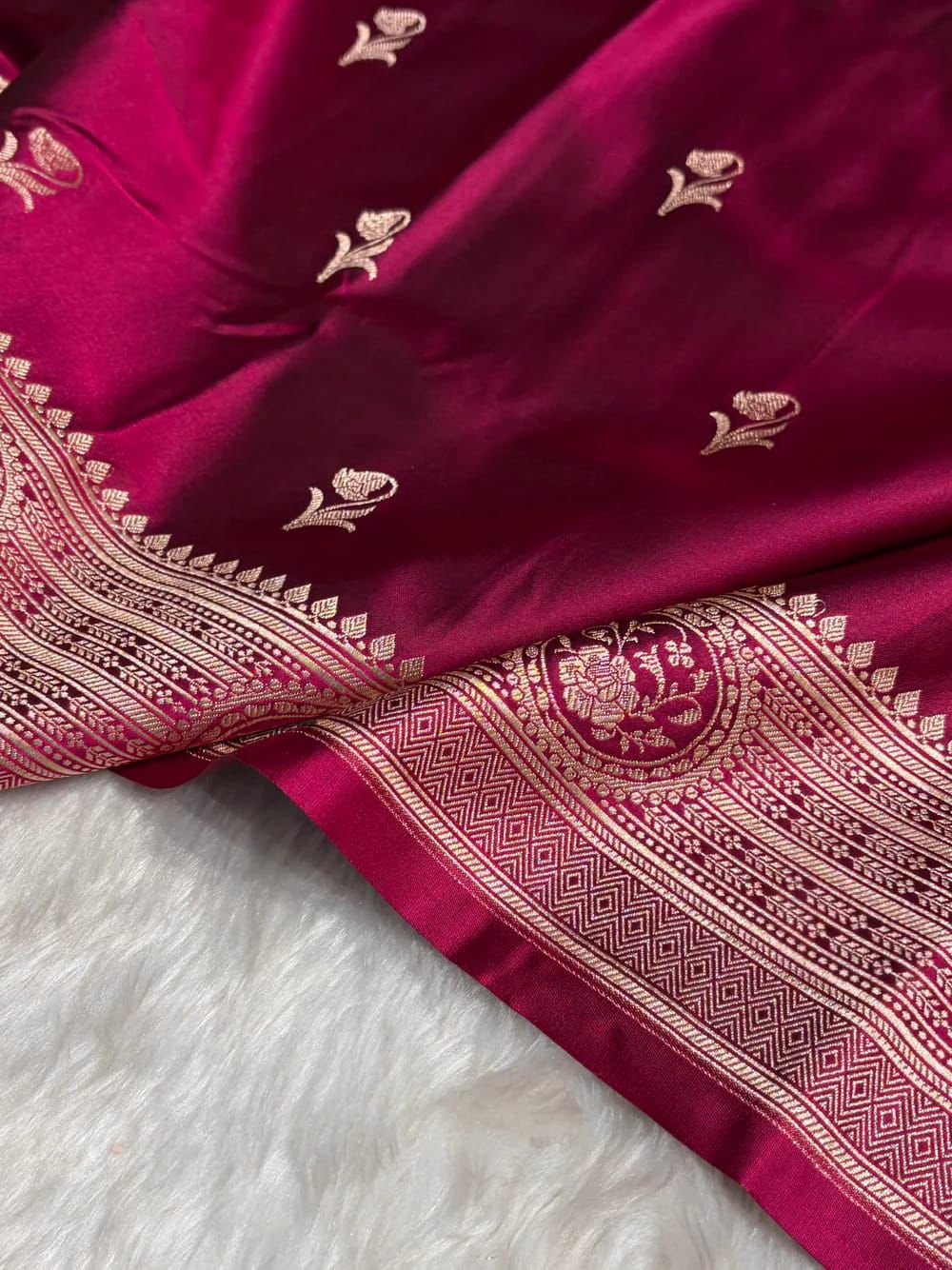 Rani Pink Pure Mashru Silk Saree