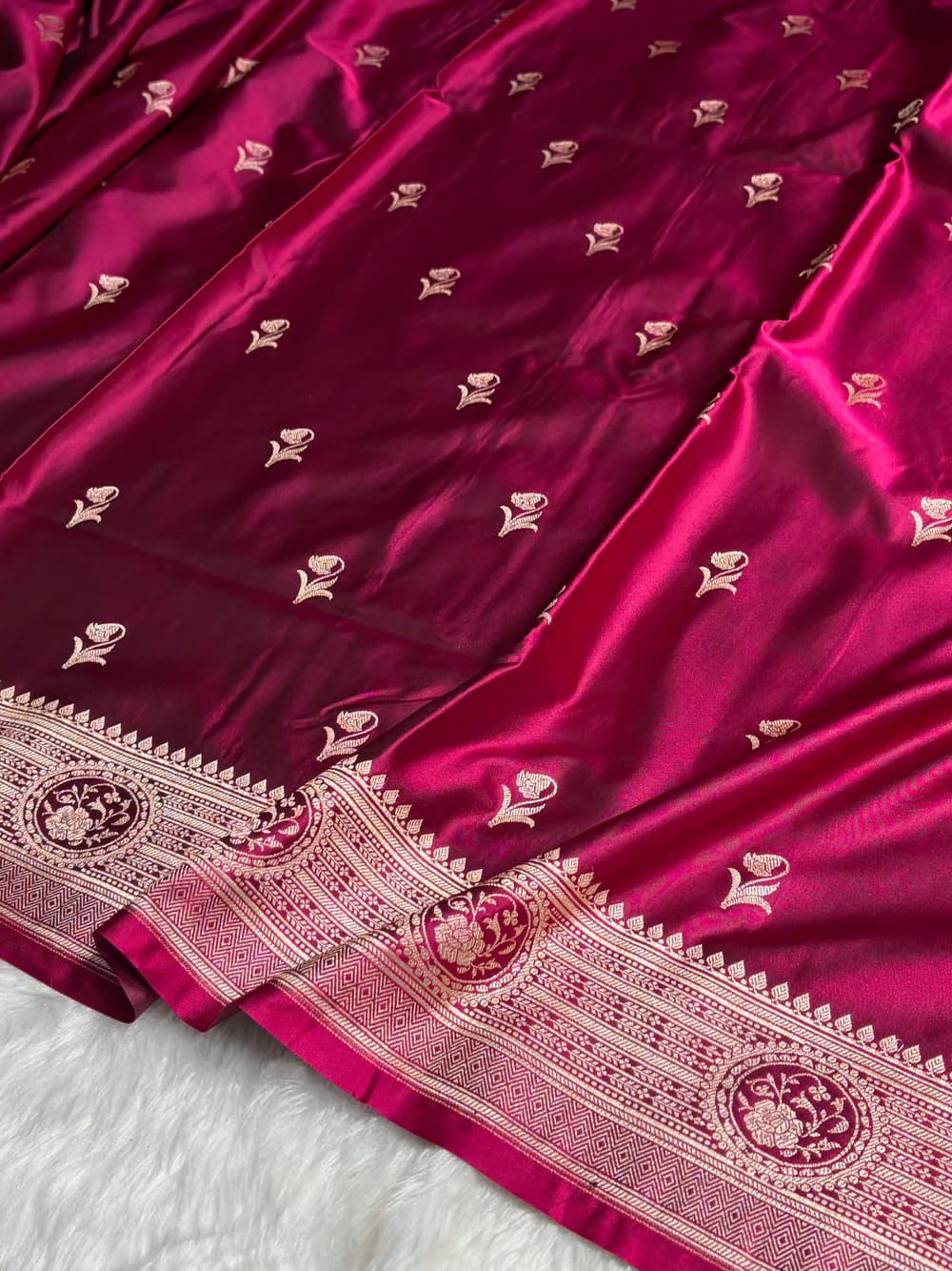 Rani Pink Pure Mashru Silk Saree
