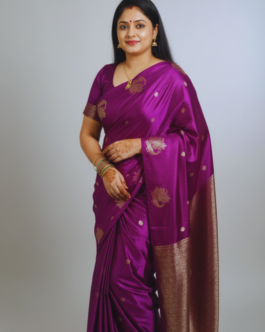 Purple Satin Silk Saree