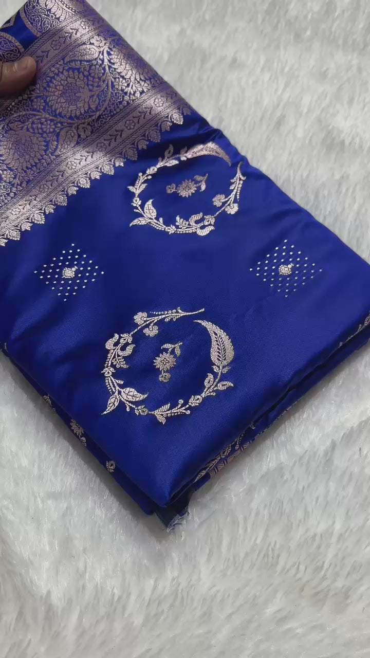 Blue Bridal Mashru Silk Saree With Zari Weaving