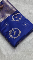 Blue Bridal Mashru Silk Saree With Zari Weaving