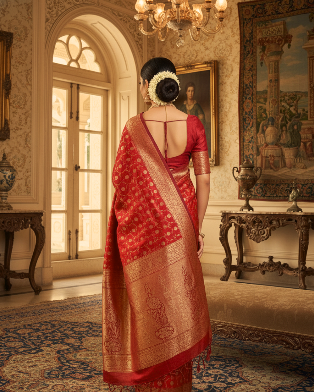 Rich Red Banarasi Silk Saree
