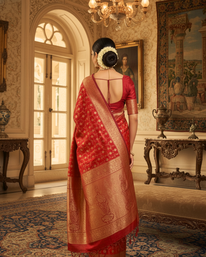 Rich Red Banarasi Silk Saree