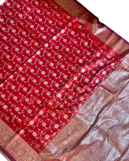 Rich Red Banarasi Silk Saree