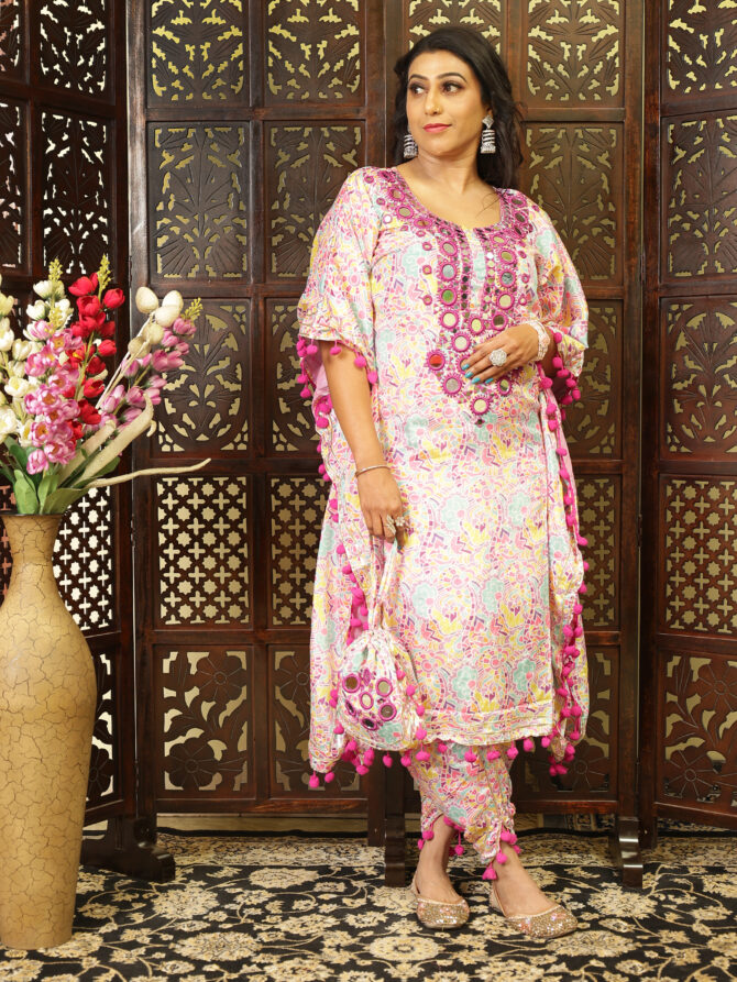 Feel Feather Heavy Mirror Detailing Kaftan Kurta suit - Image 2