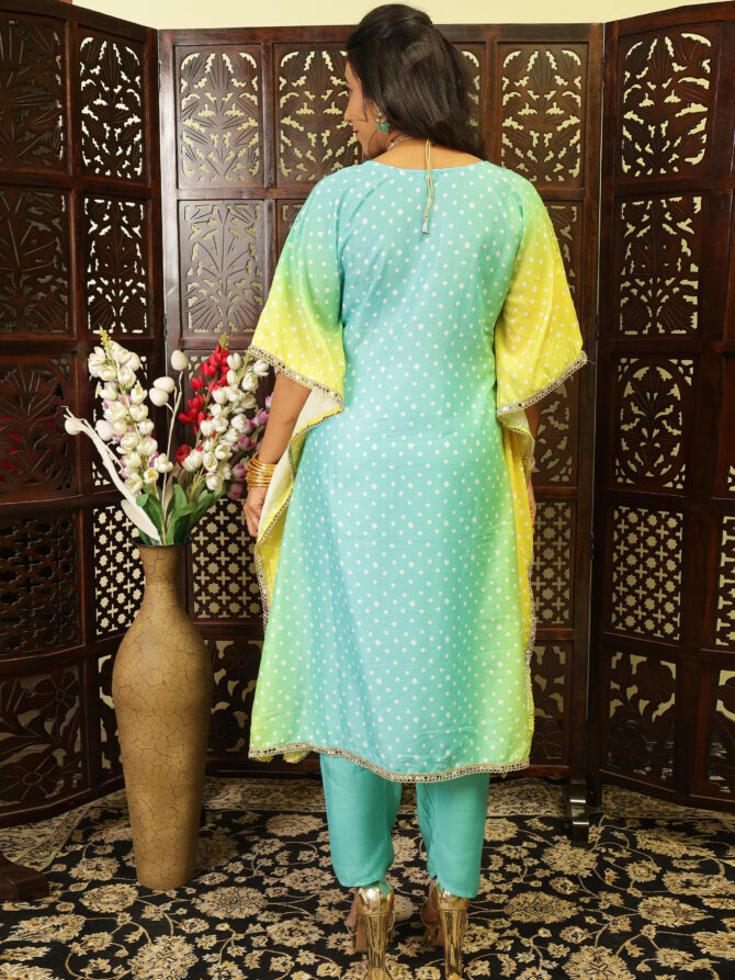 Feel Feather Jaipuri Gotha Patti Detailing Partywear Kaftan Suit Set For Women - Image 5