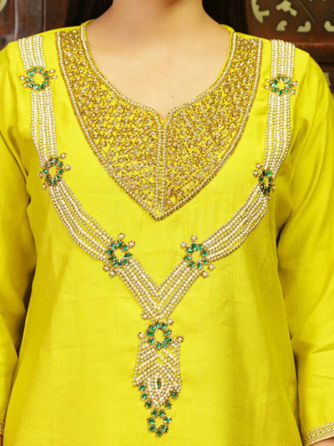 Feel Feather Lime Green Hand-Embroidered Co-Ord Set – A Statement of Elegance & Festive Glam - Image 4