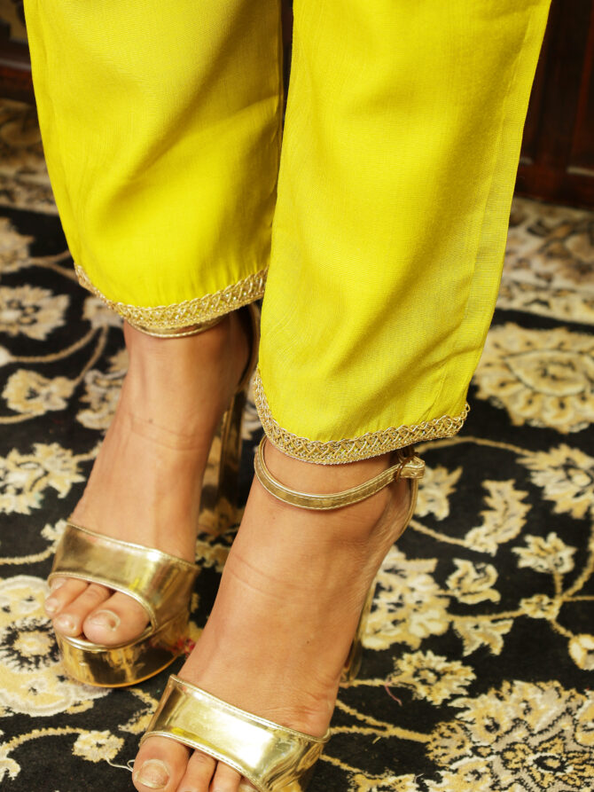 Feel Feather Lime Green Hand-Embroidered Co-Ord Set – A Statement of Elegance & Festive Glam - Image 6