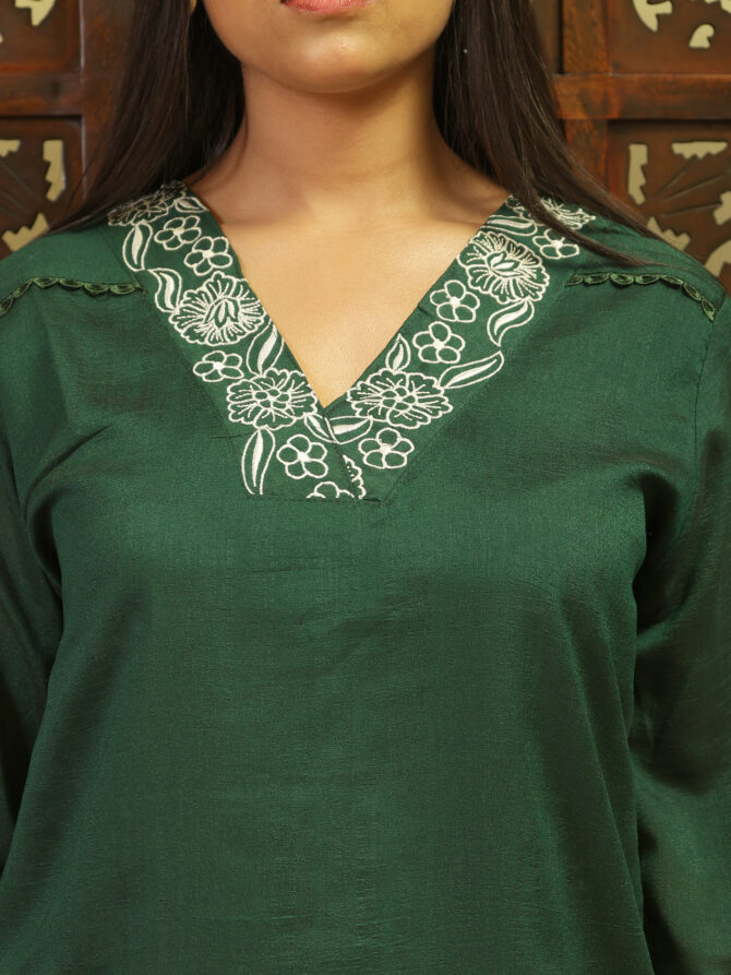 Feel Feather Green Embroidery Co-Ord Set for Women - Image 9